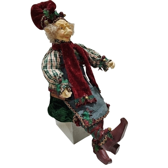 Santa's Helper Head toy maker Elf posable figure 19" Old World - Picture 3 of 14